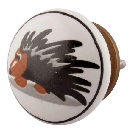 Black Hedgehog Ceramic Flat Cabinet Knob Online